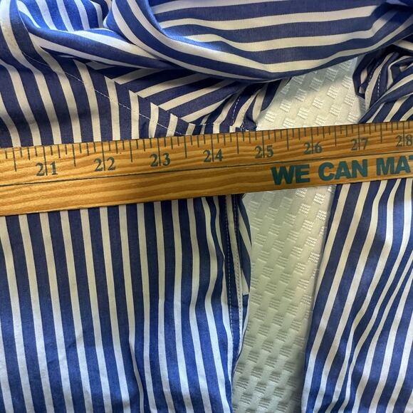 Chaps Classics Women's Blue White Striped Long Sleeve No Iron Shirt 2x - Picture 7 of 7